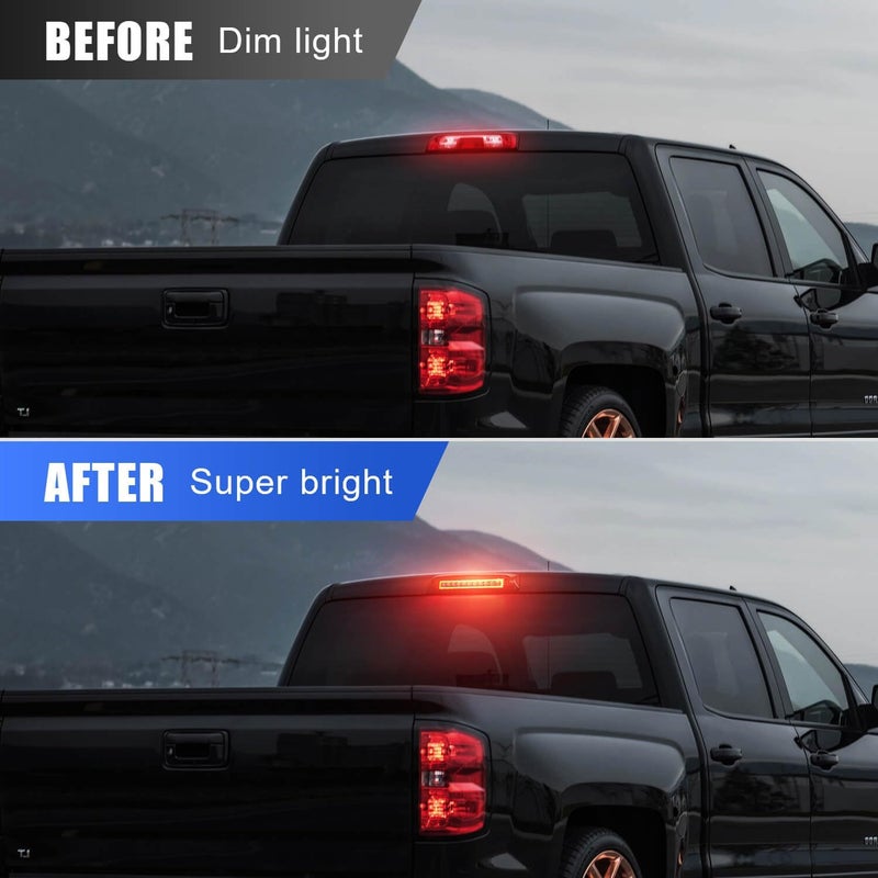 SUPAREE Third Brake Light Fit for 2014-2018 GMC Sierra/C-hevy Silverado 1500 2500HD 3500HD LED 3rd Brake Light Accessories Red LED Strobe Rear 3rd Brake Cargo Lights High Mount Stop Light - Image 3